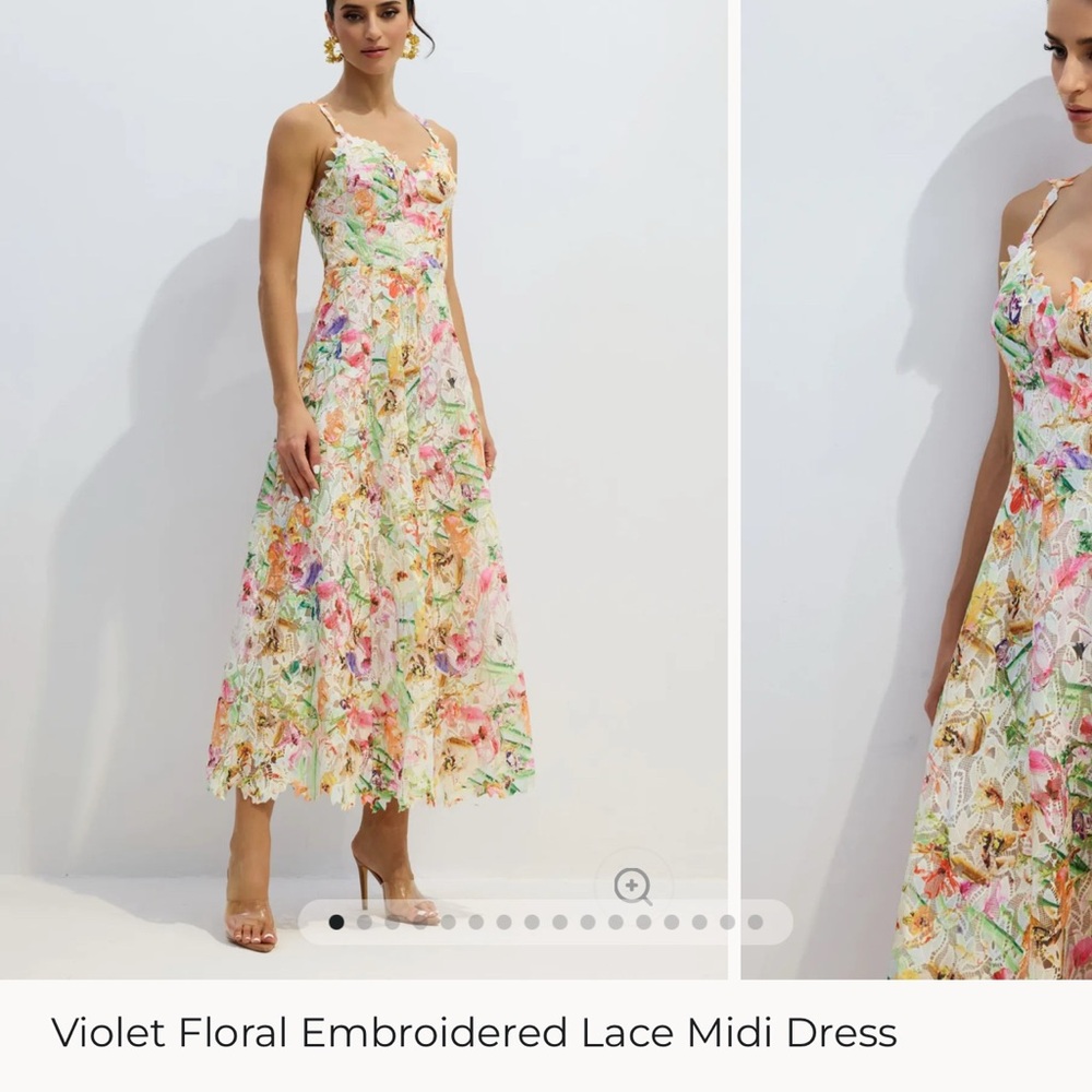 Sunfere -  White and floral Sleeveless Sundress Midi